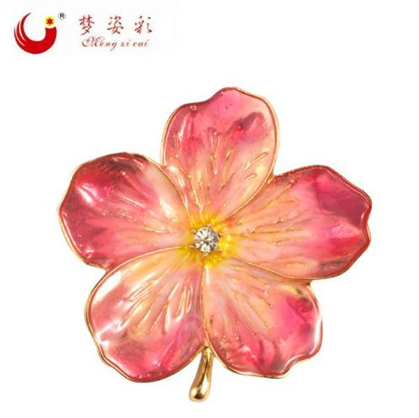 Lucky rosa esmalte flor broches feminino hijab pin corsage broche para mulheres vestido de casamento distintivo acessórios jóias