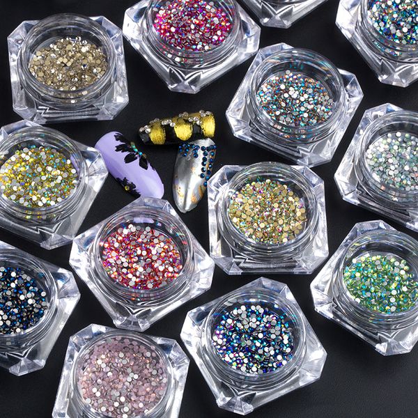

new colors 450 pcs/box charm ss3 smallest size crystal glass nail art rhinestones for nails 3d decorations stones, Silver;gold