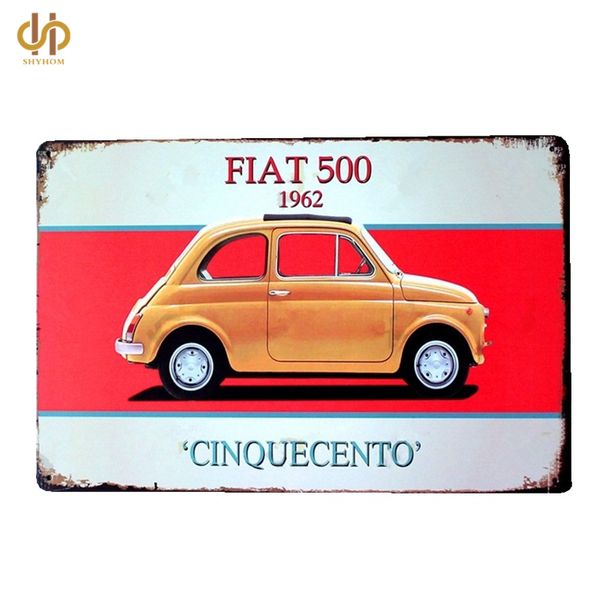 30/ x 40/ cm Fiat 500/ Chinquecento Voiture classique r/étro en m/étal publicit/é Panneau mural