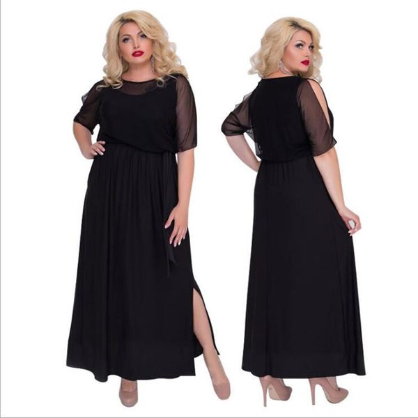 

2018 elegant evening party dress black mesh women dress plus size summer long maxi 5xl 6xl big vestidos, White;black