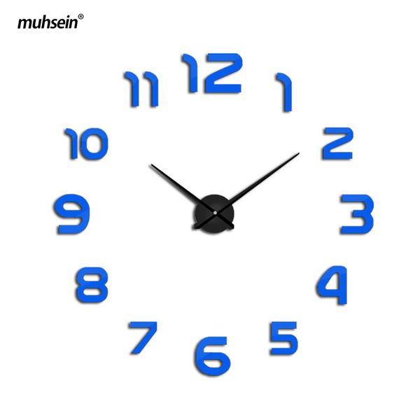 

2018 muhsein clock watch wall clocks horloge 3d diy acrylic mirror stickers home decoration living room quartz ing