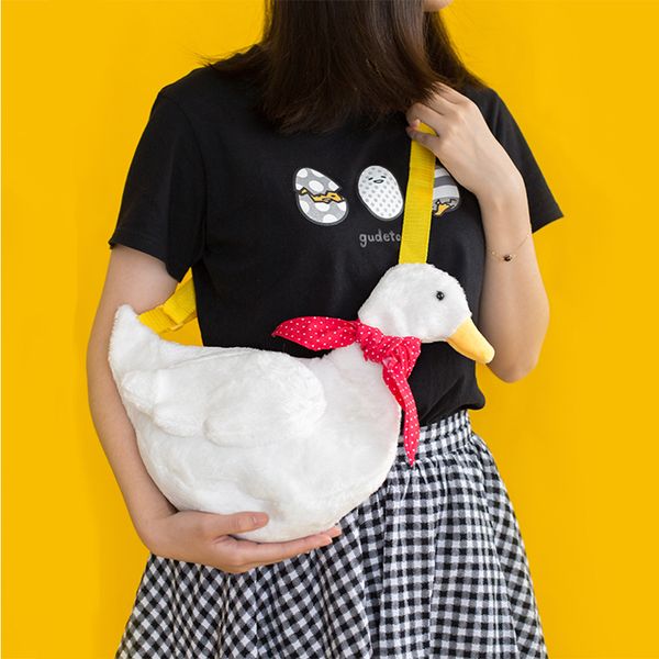 

ins style japanese cute duck bag women shoulder messenger bag teen girl designer cartoon plush handbag funny quality travel