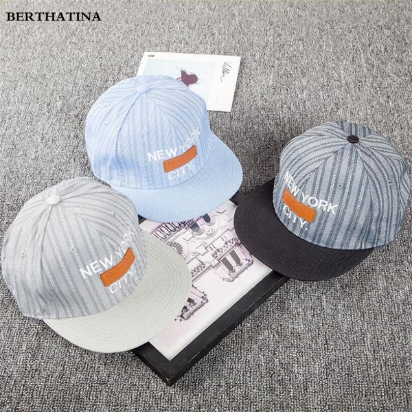 

berthatina new korean version of hip hop hat male and female fashion labeling dome flat baseball cap striped street dance hat, Blue;gray