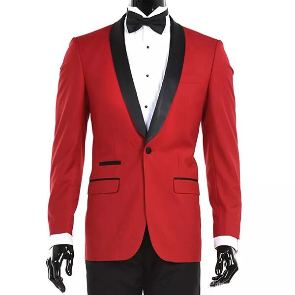 

slim fit red men suits wedding groom tuxedos 2 pieces (jacket+pants) with black shawl lapel bridegroom suit man blazer, Black;gray