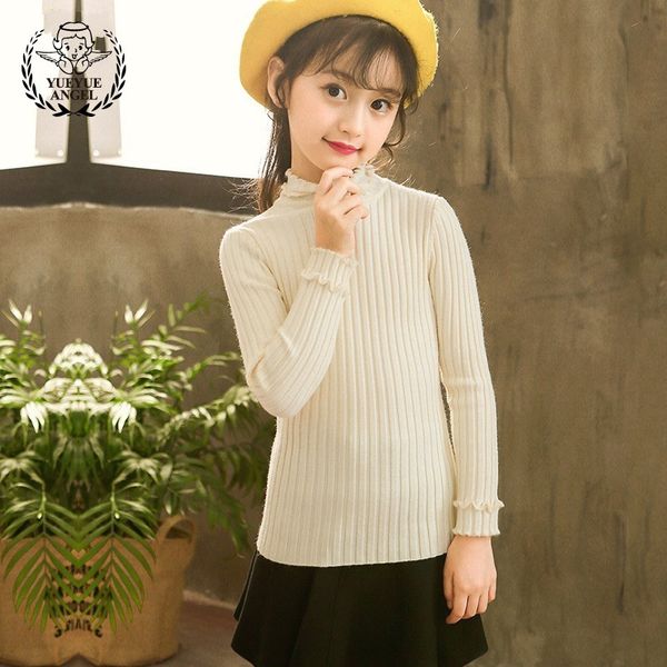 

new brand childrens clothing autumn baby long sleeve girls pullover sweater solid white cotton bottoming winter girl sweater, Blue