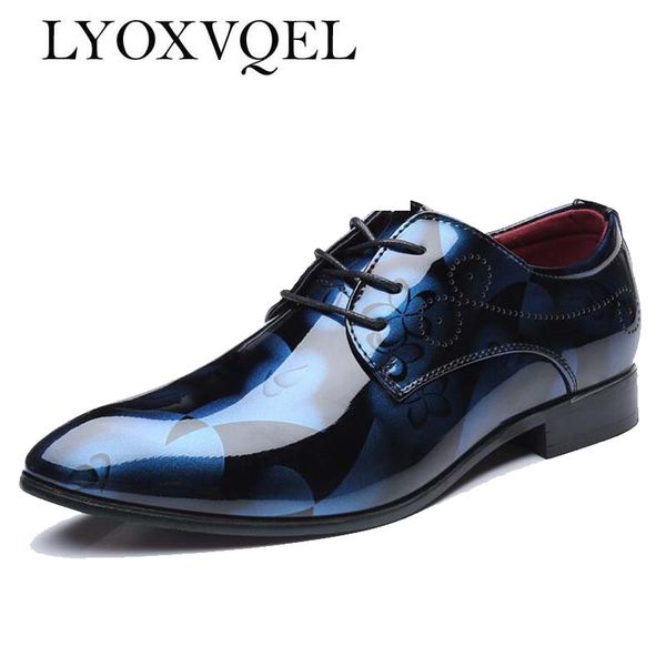 

men dress shoes shadow patent leather luxury fashion groom wedding shoes men oxford 38-48 m394, Black