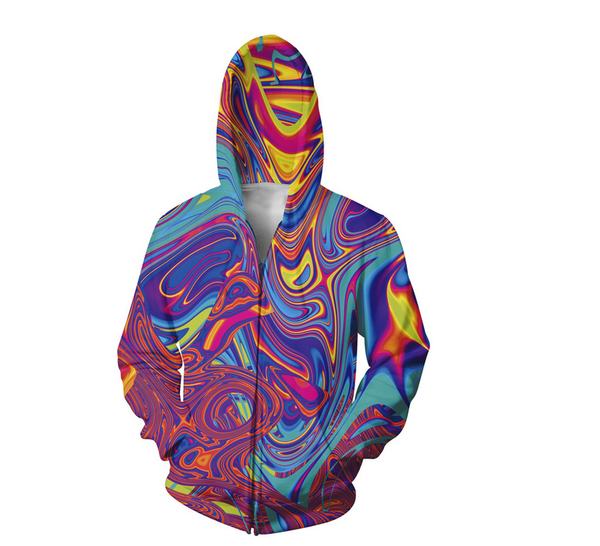 

wholesale- fashion womens/mens oil spill funny 3d print zipper jumper sweatshirt hoodies ll026, Black;brown