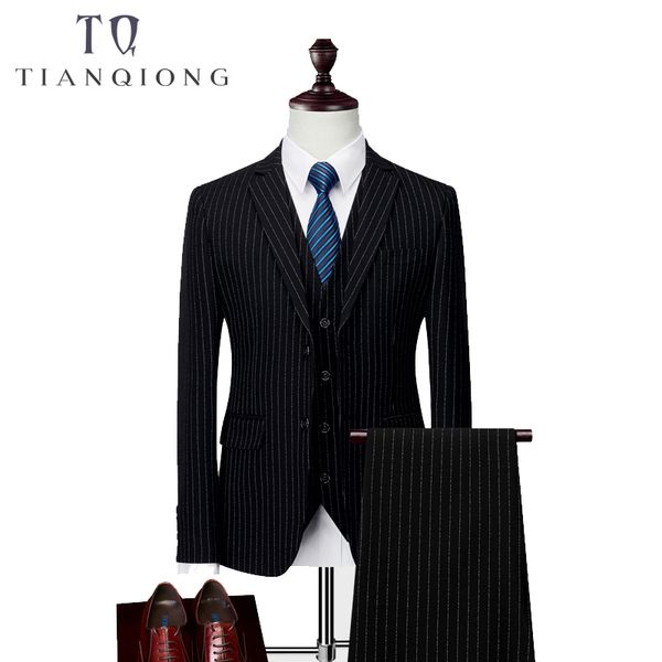 

mens suits 3 piece set blazer+vest+pants plaid stripes groom wedding suits slim fit formal clothes husband dress, White;black