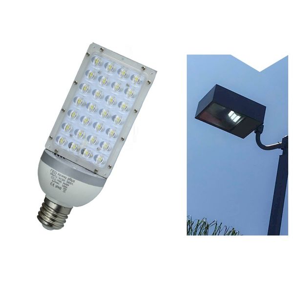 Lampada da strada a LED ad alta potenza E40 28W Lampada da strada Illuminazione da esterno Lampione da giardino verticale Lampada da strada AC85-265V Bianco caldo / freddo