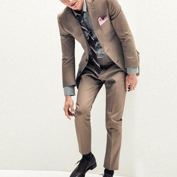 

2019 khaki men suits for wedding business suits groom wear custom made tuxedo slim fit man blazer 2piece jacket pants casual groomsmen, Black;gray