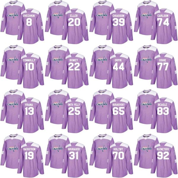 

Washington Capitals Jersey Purple Fights Cancer Practice 8 Alex Ovechkin 19 Nicklas Backstrom 70 Braden Holtby 77 T.J. Oshie Jerseys