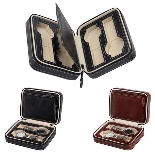 

2019 new 4 grids watch case watch boxes casing for hours sheath for hours box, Black;blue