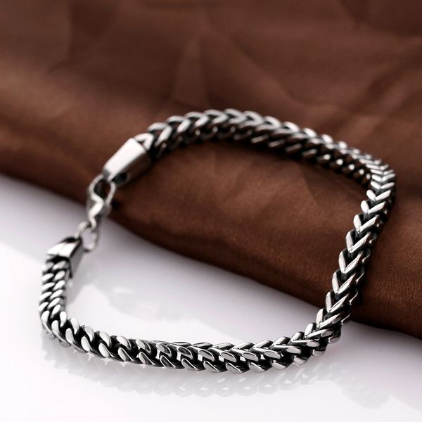 

whole saletrendy style 925 sterling silver quality men, men, europe and the united states fashion double men's bracelet bracelet h026, Black