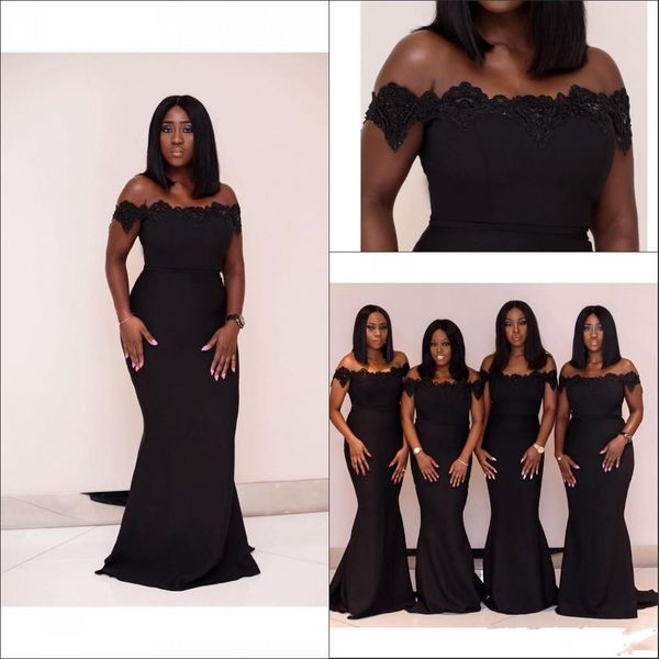 

Африканское атласное платье черного цвета с плеча 2018 Длинное платье для подружки