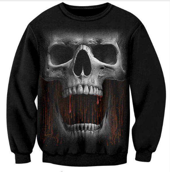

новые модные женские / мужские черепа смешные 3d печати harajuku повседневная crewneck толстовка плюс размер, Black