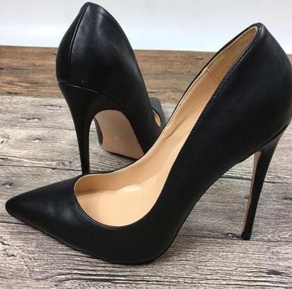

fashion women black sheepskin point toe thin ired bottom high heels shoes pumps boots 8cm 10cm 12cm heels size 33-44