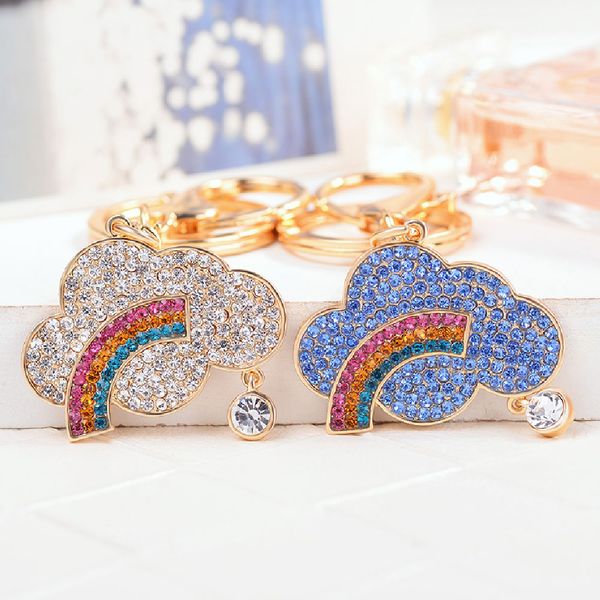 

new arrival blue white cloud keychain little angel beautiful ballerina girl key holder fashion sparkling jewellery key ring, Silver