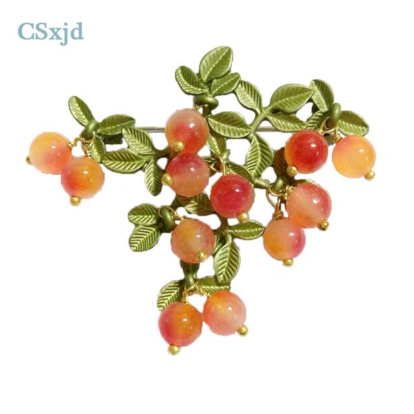 

csxjd new vintage brooch jewelry green bake paint dyeing mixed orange natural stone brooch scarves buckle accessories, Gray