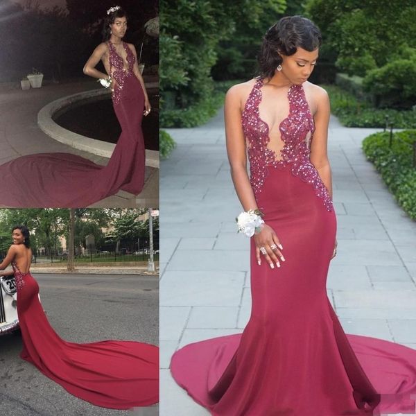

chiffon v plunging open back low cut burgundy evening prom dresses with open back vestidos de fiesta de noche, Black;red