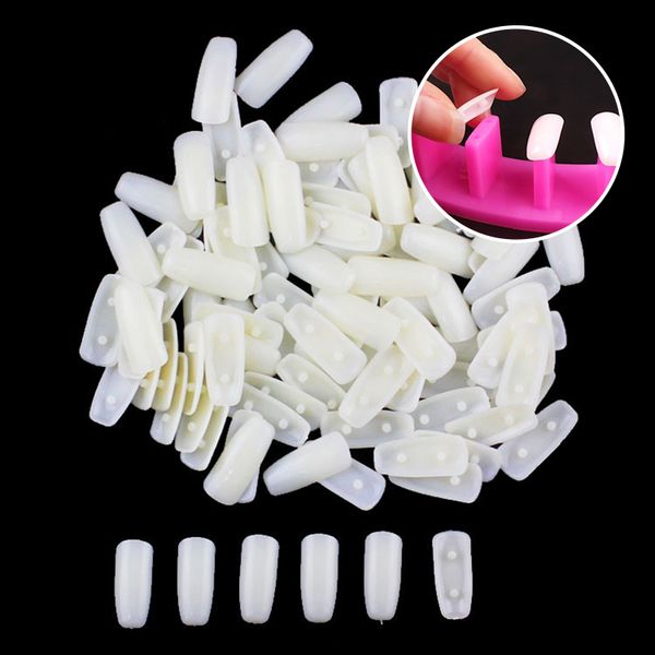 

100pcs dismountable practice removable nail training holder practice nail tips salon manicure art equipment tools, Silver