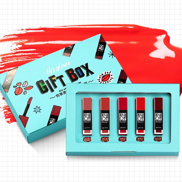 

5 шт./компл. блеск для губ жидкая помада встряхнуть воздушной подушке губ глазурь косметика водонепроницаемый длительный губ оттенок макияж