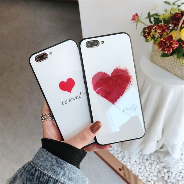 

Fashion New Tempered Glass Case For iPhone Xs Max XR X 7 8 Plus Blu-ray Love Heart Phone Cover For iphone 6 6s PLUS Case Capinhas Fundas