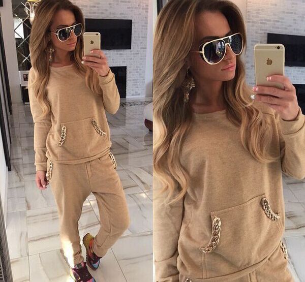

2017 new print women's tracksuits o-neck set suits for women hoodies sweatshirt for women long pants lady female solid, Gray