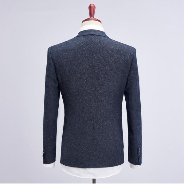 

(jacket+vest+pants) 2018 style jacket men thicken winter woolen suits men's slim fit business wedding suit men classic suits vest waist, White;black