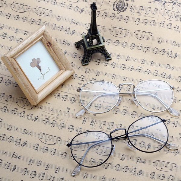

new vintage men women eyeglass frame glasses round spectacles clear lens optical -y107, Silver