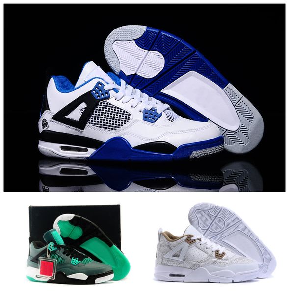 

luxury 4s basketball shoes trainers designer men cement thunder bred black blue white grey red yellow 4 sports shoes with box