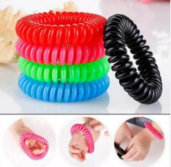

mosquito repellent phone ring summer natural plant oils phone strap elastic anti-mosquito bracelet spiral hand wrist, Slivery;white