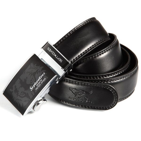 

septwolves мужская регулируемая кожа храповик ремень автоматическая пряжка черный пояс для men7a01036310, Black;brown