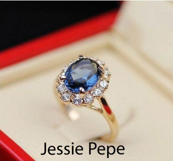 

jessie pepe italina crystal ring anel de pedras preciosas with austrian crystal stellux wholesale c#jp10204blue, Golden;silver