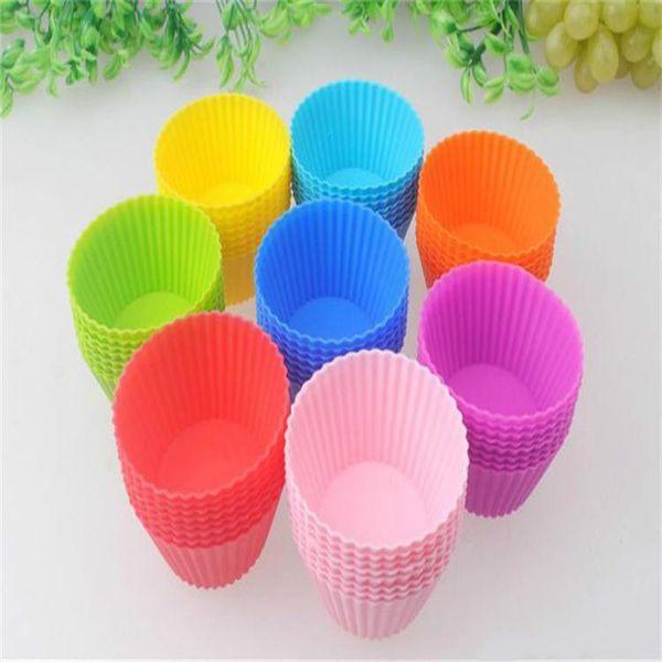 

8 colors round shape silicone muffin cupcake 7cm mould bakeware maker mold tray baking cup liner baking molds rc8303