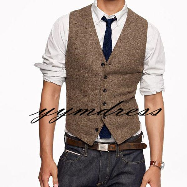 

brown tweed wedding groom vests farm groomsmen vests men's suit vests vest dress vest waistcoat dress prom party custom couple day y001, Black