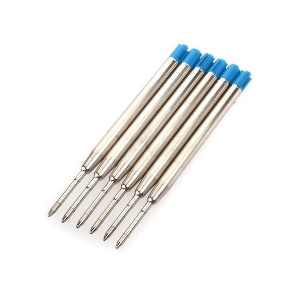 

6 ballpoint pen refills 10 cm blue large refill refills, Blue;orange