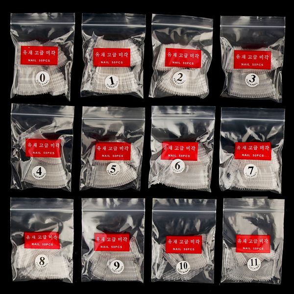 

600pcs/lot 10 sizes fake nails clear color mosaic nails tips fashion beauty glaze glass false acrylic uv gel nail art tips, Red;gold