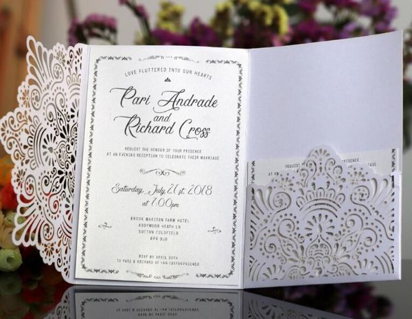 white newest personalized laser cut wedding invitation suites customization invites with envelope wedding invites inner custom available starfish starfish wedding invitations