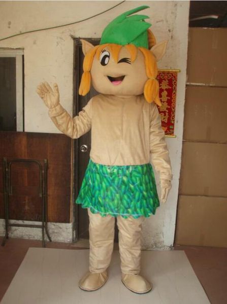 Natal Elf espírito trajes da mascote tema animado meninas verdes Cospaly mascote dos desenhos animados caráter adulto traje do partido do carnaval de Halloween