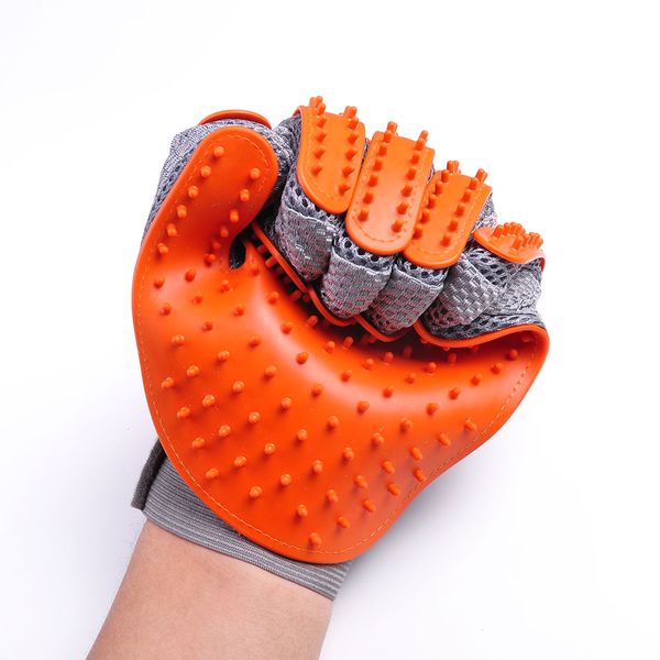 

pet deshedding glove hair remover mitt - bath brush for dogs cats horses with short & long hair grooming gloves double side use (one pair