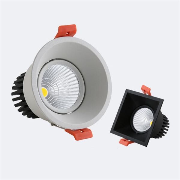 Rodada / Praça Super 12W alta qualidade Regulável Downlights + Alimentação Fixação embutida de teto para baixo luzes Início Lâmpadas 110V / 220V