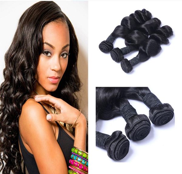 

brazilian loose wave 100% unprocessed human virgin hair weaves 8a remy human hair extensions human hair weaves 3bundles, Black