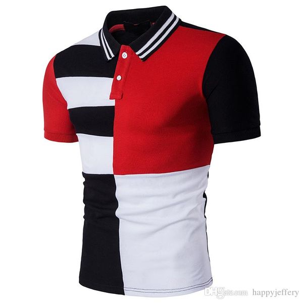 

Polo Homme Men European US Style Stripe Short Sleeve B64