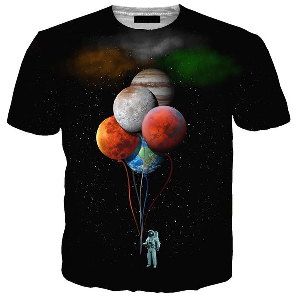 

fashion space astronaut planet balloon t-shirt funny 3d print women/men short sleeve summer t-shirt casual k55, White;black