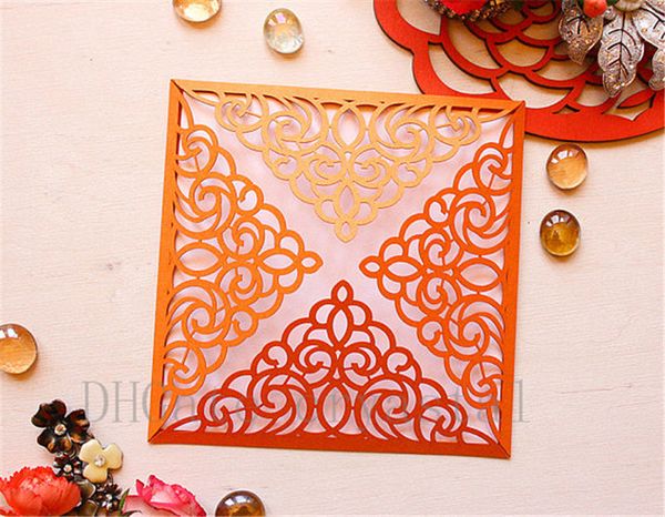 Elegant Laser Cut Wedding Invitation Diy Orange Invitations