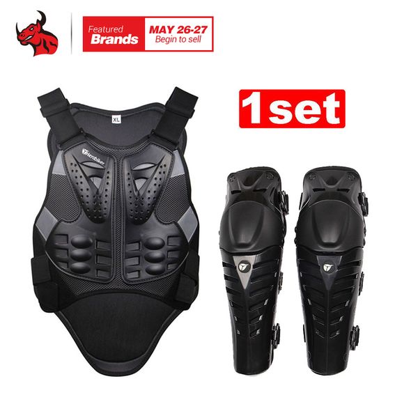 

herobiker motorcycle motocross chest & back protector armor vest racing protective body-guard armor+ motocycle knee pad