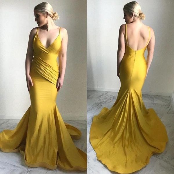 

2019 olive prom dresses spaghetti straps party dress deep v neck backless mermaid evening gowns bc0207