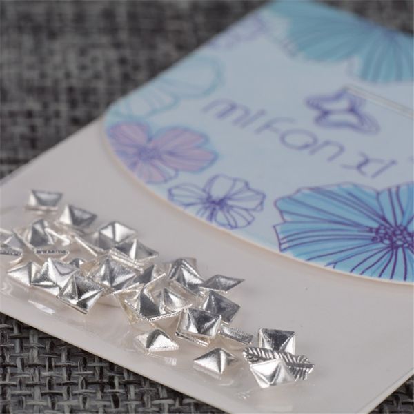 

3mm silvery tetragonum metal rivet ornament nail studs 3d diy nail art decoration, Silver;gold
