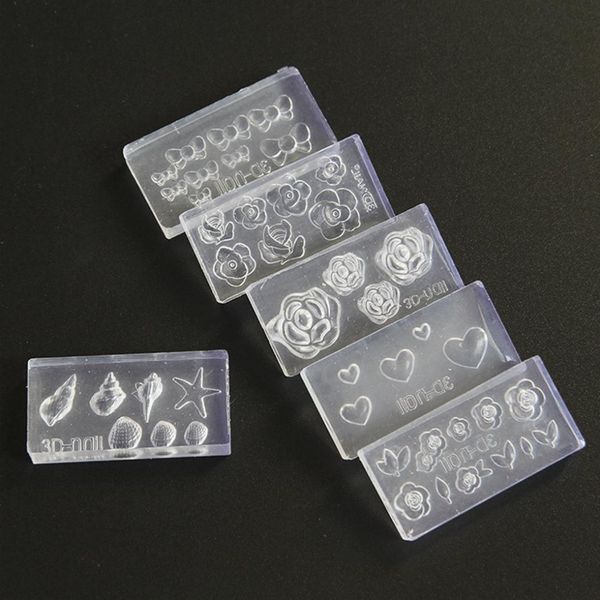 

6pcs nail soft clay 3d carved mold crystal nail carved art mold diy design silicone templates pattern manicure beauty nails, Silver;gold