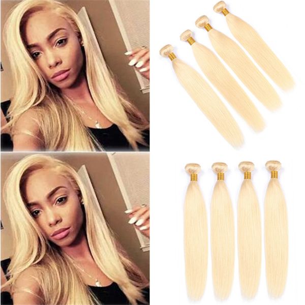 Virgin Indian Blonde Human Hair Weave 4 Bundles Deals Silky